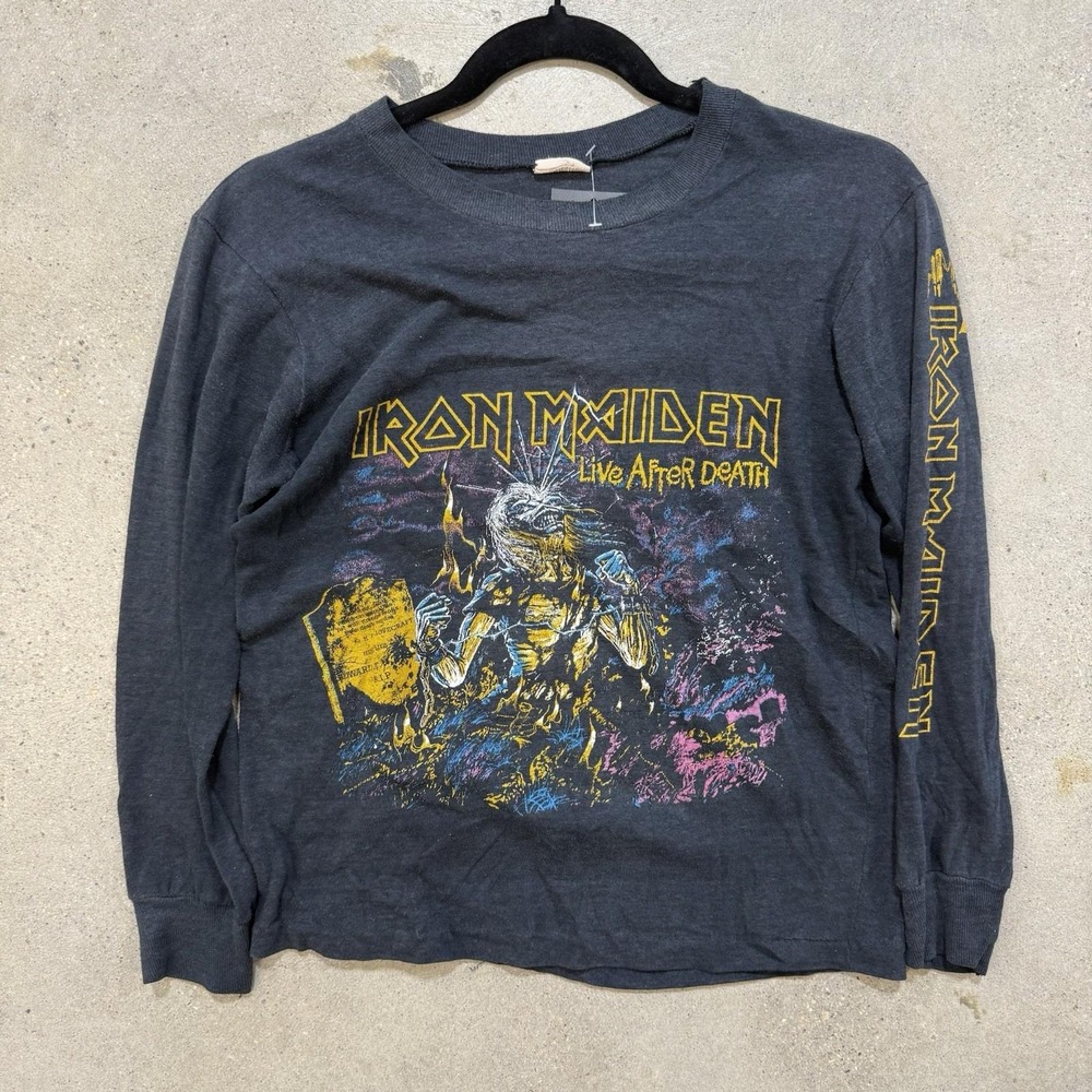Vintage Iron Maiden Live After Death Raglan Band Long Sleeve Tee Shirt 80s 90s M
